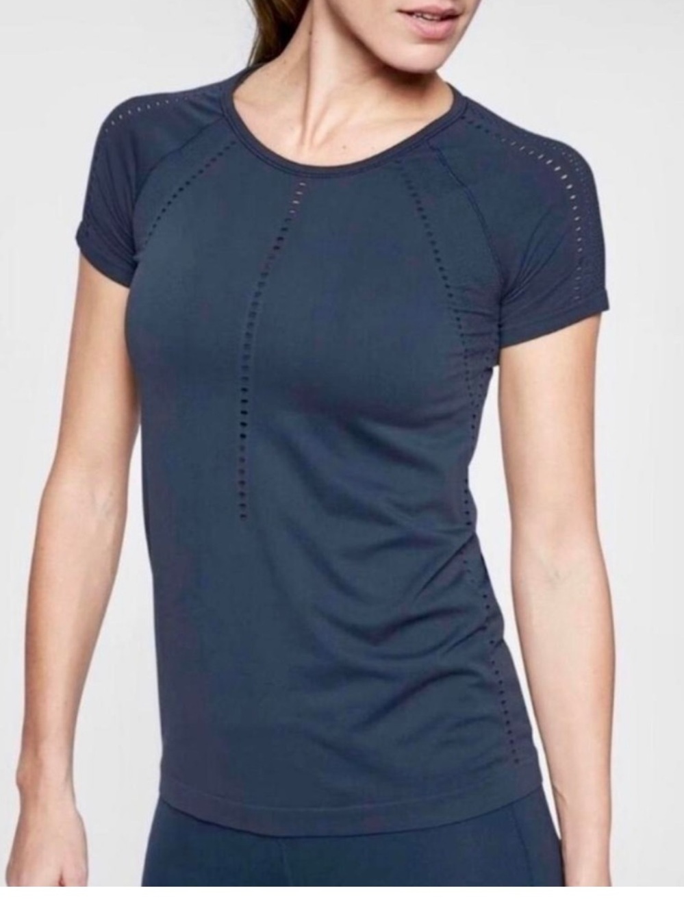 Athleta Foothill Seamless Tee - Navy Blue Size Large
